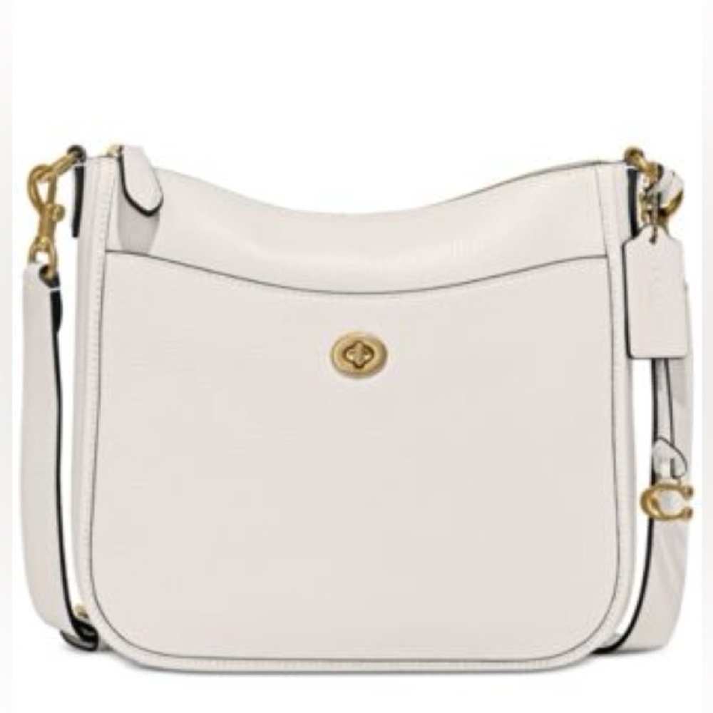 Coach Small Pebbled Chalk Leather Chaise Crossbody Bag EUC